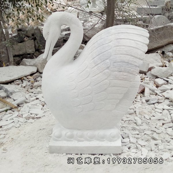 公园石雕天鹅，喷水天鹅雕塑 (2)