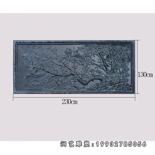 大理石浮雕，四君子图壁画浮雕