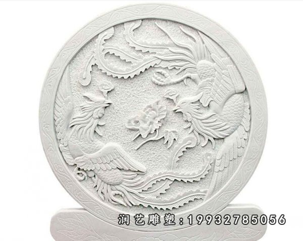 两个凤凰石浮雕，凤凰石浮雕