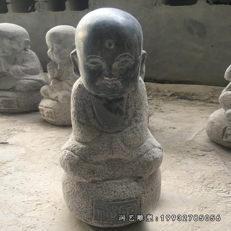 大理石打坐小和尚 石雕寺庙人物雕塑2