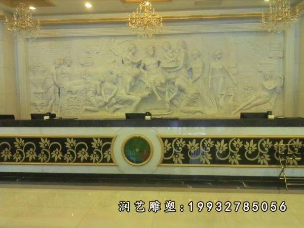 阿波罗与众芙妮浮雕,汉白玉人物石浮雕