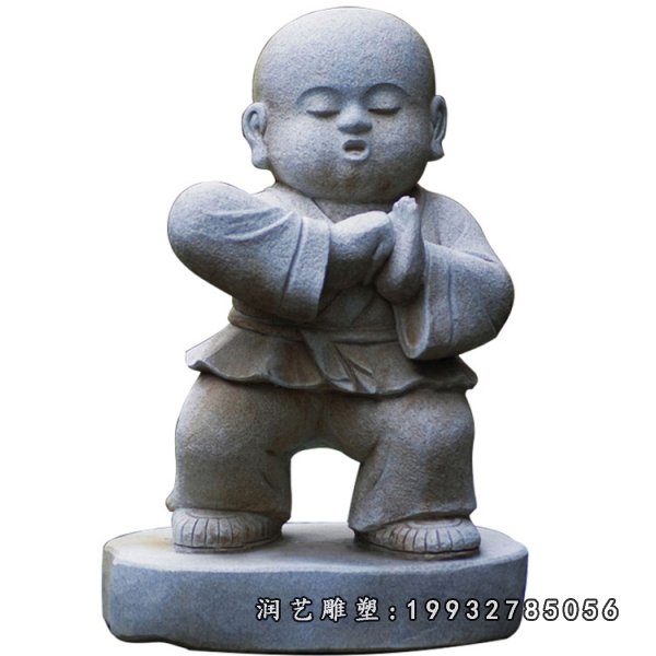 大理石练功小和尚 石雕公园人物雕塑