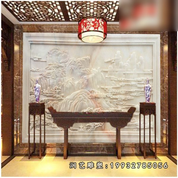 山水图石浮雕,晚霞红壁画浮雕 (4)