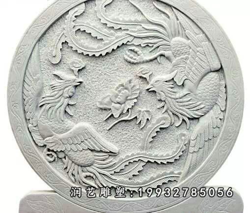 凤凰石浮雕,汉白玉神兽浮雕