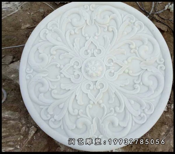 汉白玉牡丹石浮雕景观雕塑,公园景观雕塑