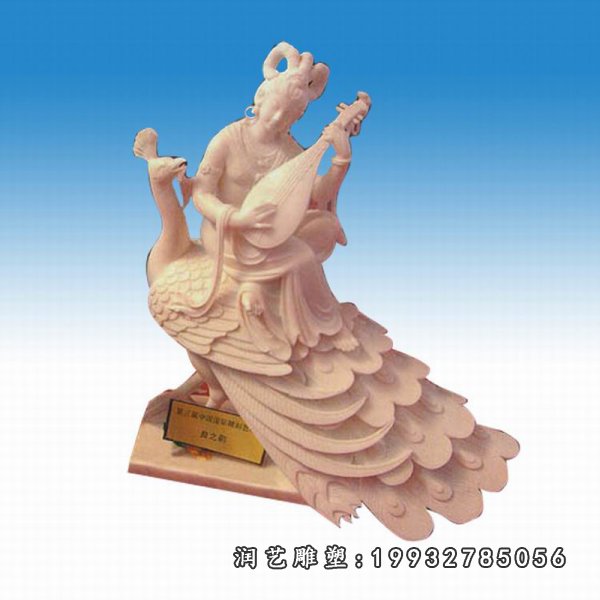 大理石古代美女弹琵琶 石雕公园景观雕塑
