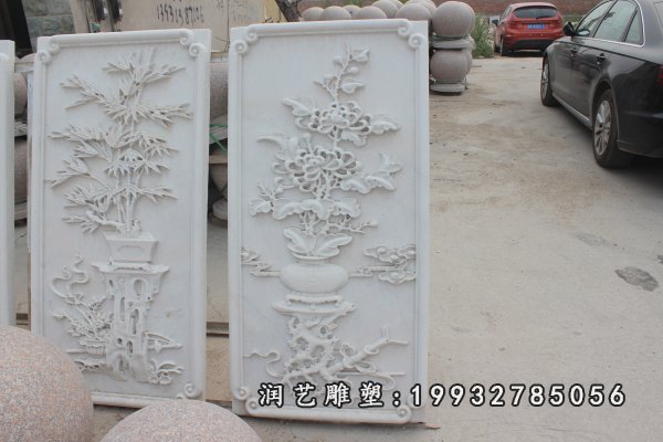 石浮雕植物,汉白玉石浮雕 (4)