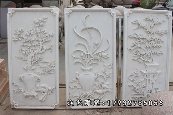 石浮雕植物,汉白玉石浮雕 (3)