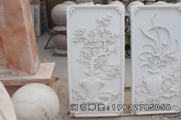 石浮雕植物,汉白玉石浮雕 (2)