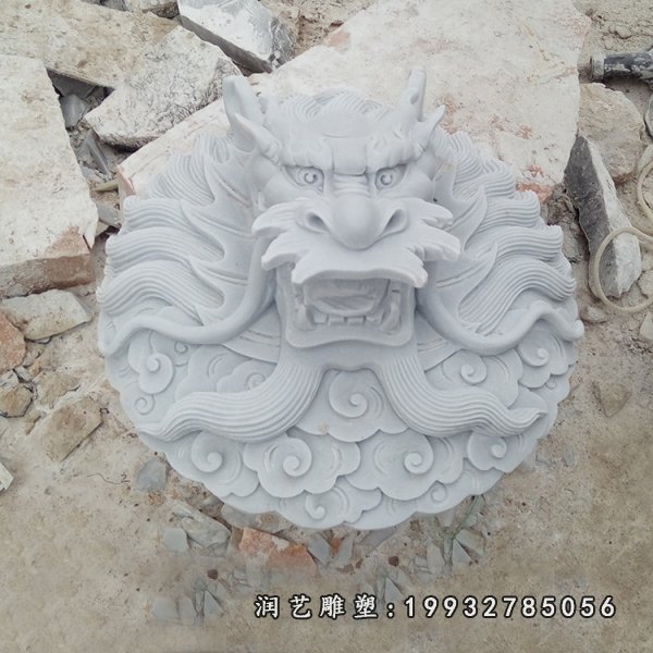 喷水龙头石浮雕 汉白玉浮雕龙 (5)