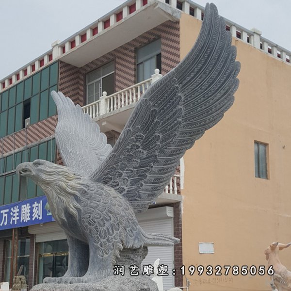 青石雄鹰展翅 石雕公园动物摆件