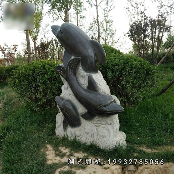 公园石雕海豚,动物摆件