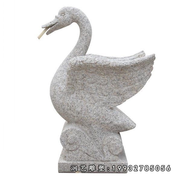 大理石展翅飞翔天鹅 石雕公园动物摆件 (5)