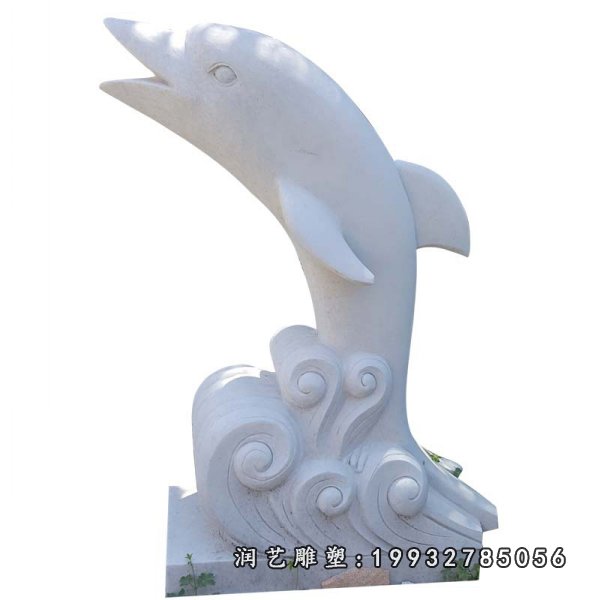 大理石海豚动物雕塑 (5)