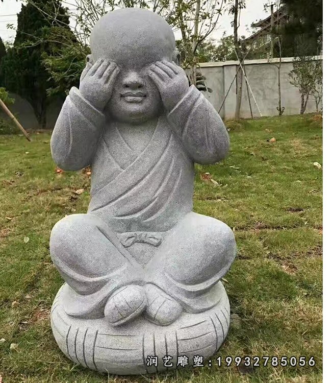 大理石护眼小和尚  石雕公园人物摆件 (1)