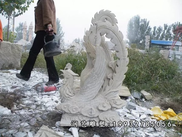 凤凰石雕,公园凤凰神兽石雕 (1)