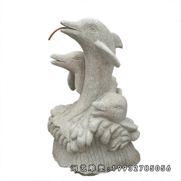 大理石海豚动物雕塑 (1)