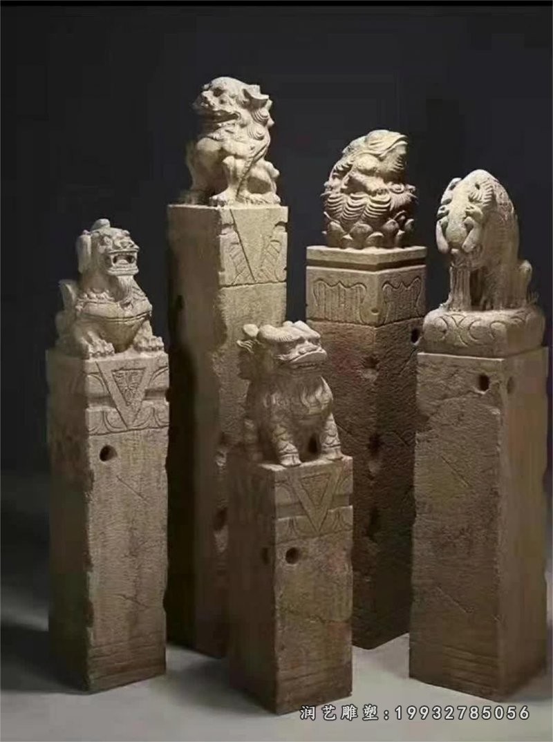 仿古拴马桩雕塑