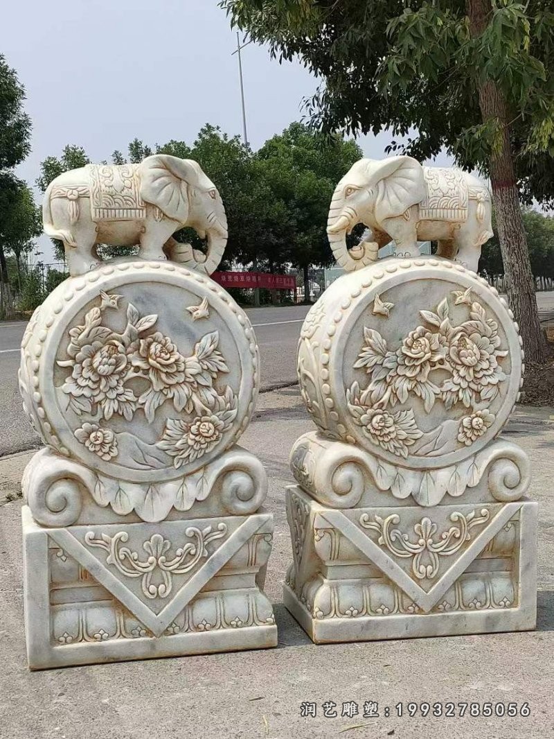 草坪仿古门墩,抱鼓石石雕 (4)