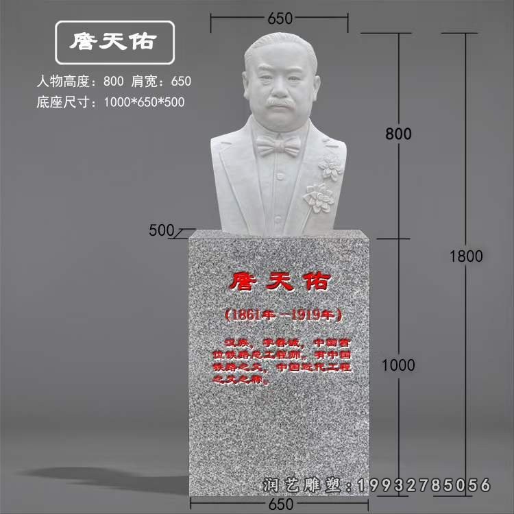 草坪人物詹天佑石雕