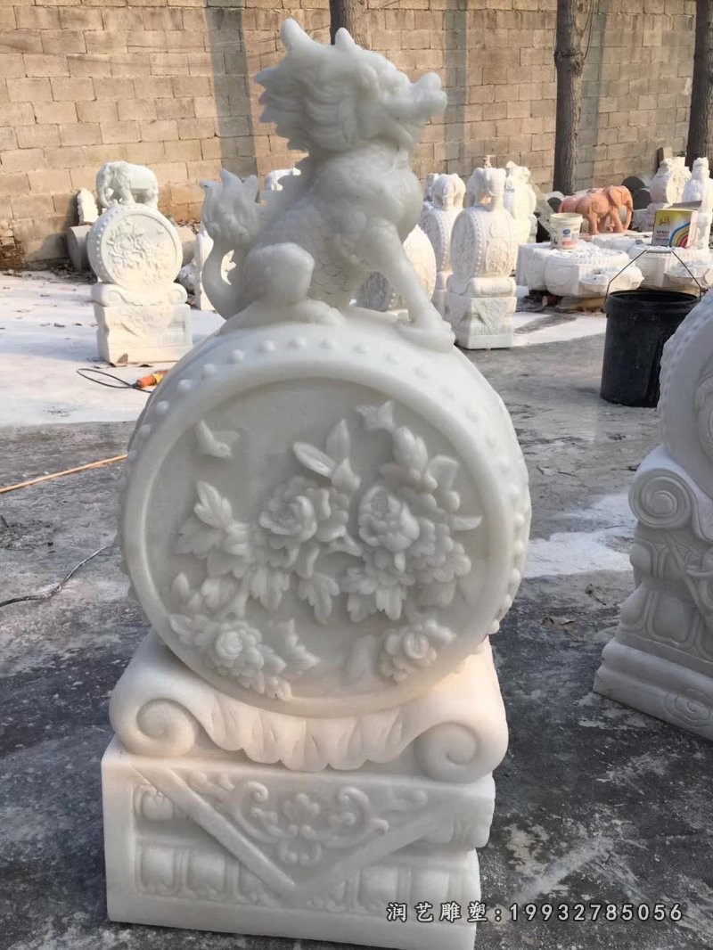 汉白玉抱鼓石石雕 (2)