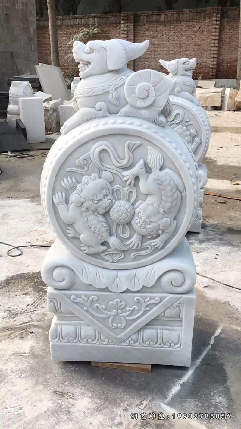 广场汉白玉抱鼓石,门墩石雕 (22)