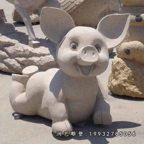 公园猪大理石雕塑