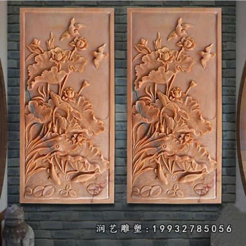 晚霞红公园壁画石雕