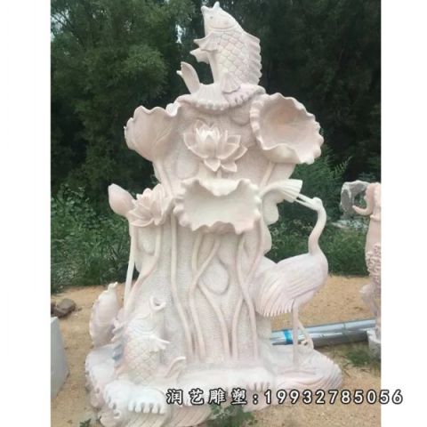 晚霞红水池石雕