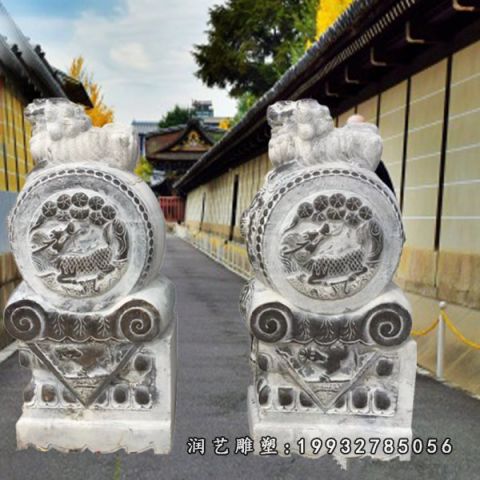 大理石门口抱鼓石雕塑