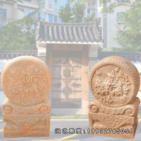晚霞红门墩雕塑