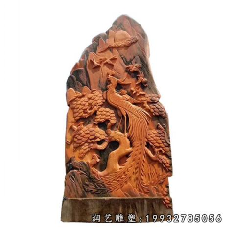 公园凤凰浮雕大理石雕塑