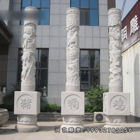 大理石广场石柱雕塑
