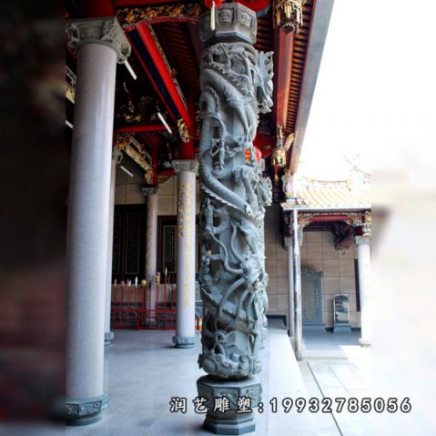 大理石龙柱广场雕塑