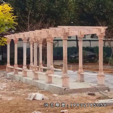 晚霞红公园长廊石雕