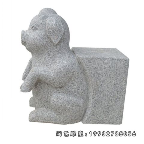 大理石卡通猪雕塑