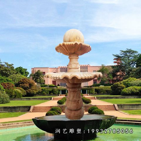晚霞红公园风水球石雕
