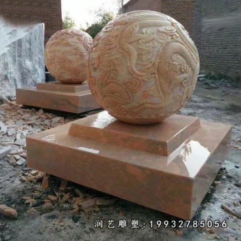 晚霞红庭院风水球石雕