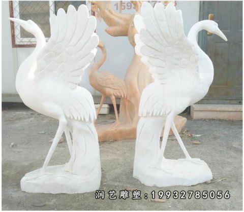 汉白玉仙鹤石雕