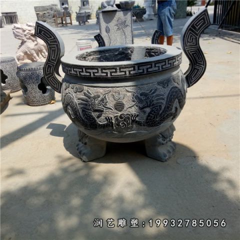 大理石三足香炉雕塑