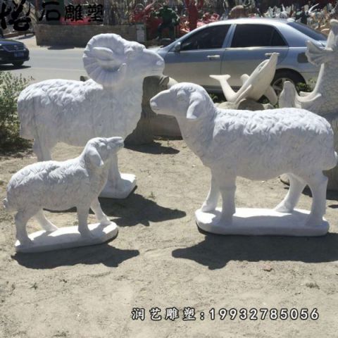 公园羊大理石雕塑
