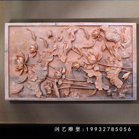 晚霞红连年有余壁画石雕