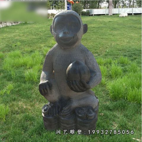 大理石抱桃猴子雕塑