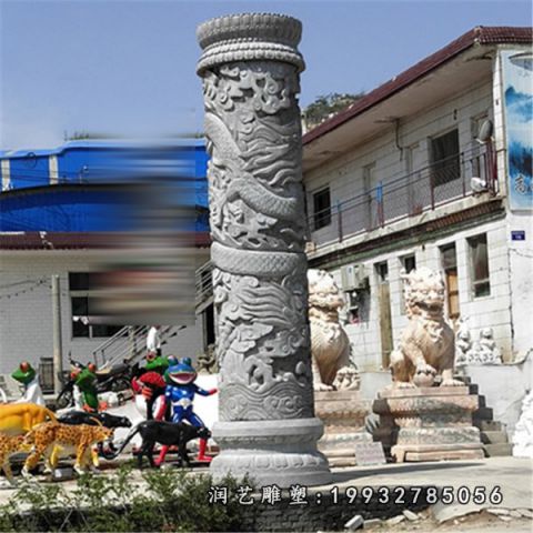 广场大理石龙柱雕塑