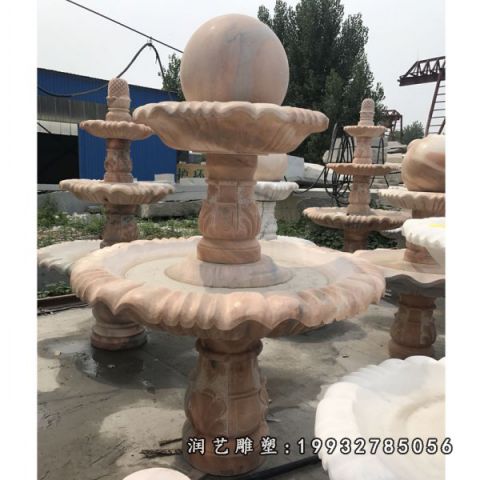 公园晚霞红风水球石雕