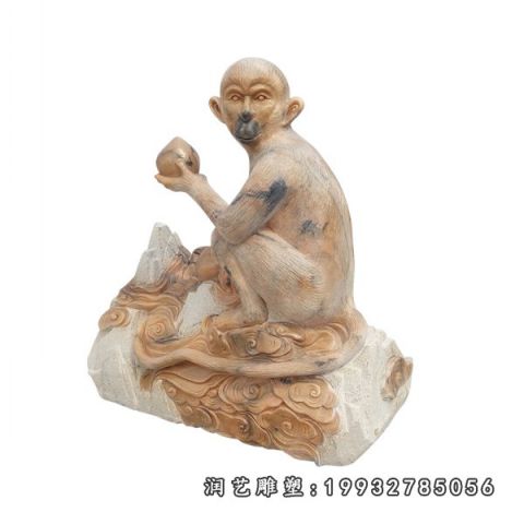 晚霞红公园猴子雕塑