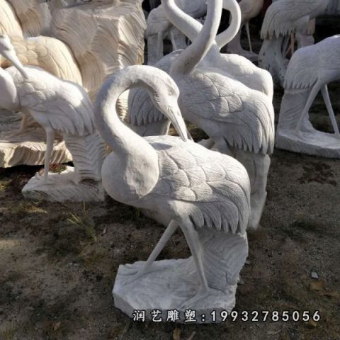 园林仙鹤大理石雕塑