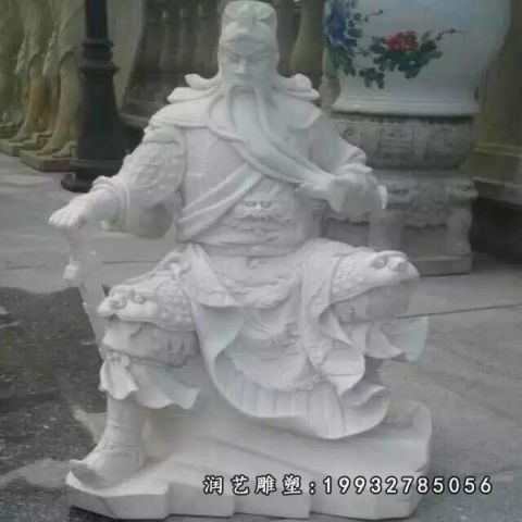 公园古代关公大理石雕塑