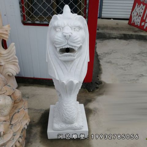 公园汉白玉鱼尾狮石雕