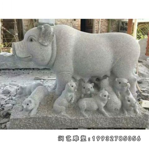 大理石动物猪雕塑